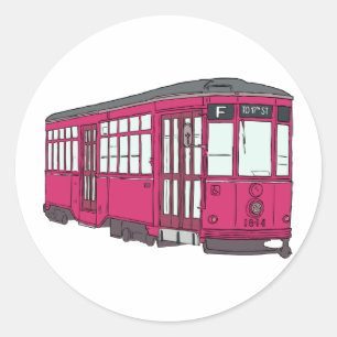 Adesivo Redondo Carros de Trolleycar do bonde do eléctrico do