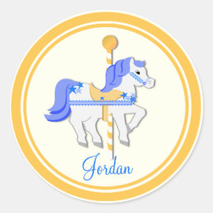 Adesivo Redondo Carrossel Horse - Estrelas Douradas