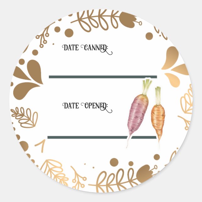 Adesivo Redondo Carrot Canning Jar Label Homemade (Frente)