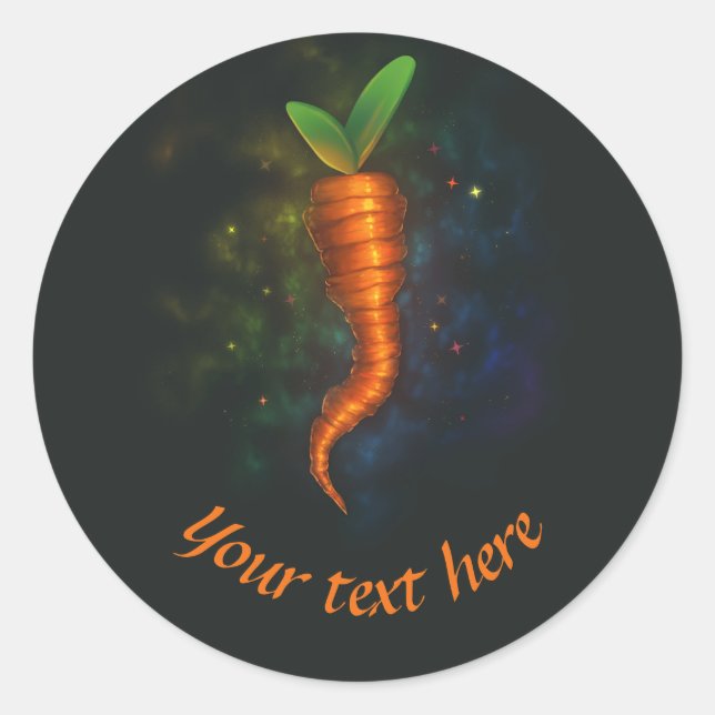 Adesivo Redondo Carrot neon rotule seu texto aqui design saboroso (Frente)
