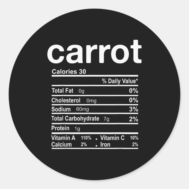 Adesivo Redondo Carrot Nutrition Facts Funny Thanksgiving Christma (Frente)