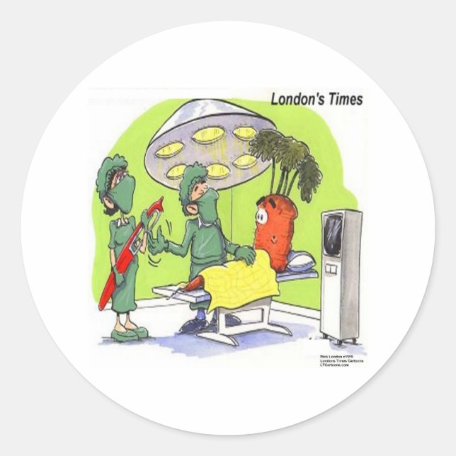 Adesivo Redondo Carrot Surgery Engraçado Cartografia Médica (Frente)