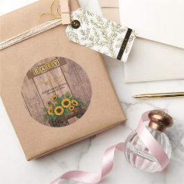 Adesivo Redondo Carruagem Rústica Moderna de Girassol