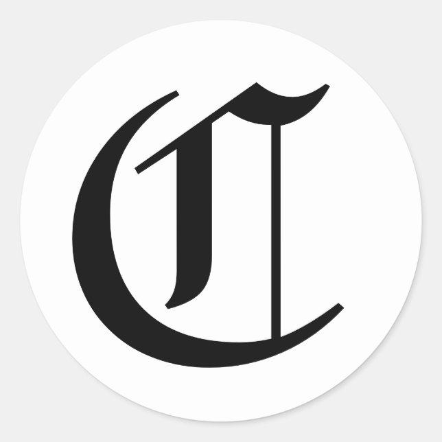 Adesivo Redondo Carta C: Alfabeto Casado por Janz White (Frente)