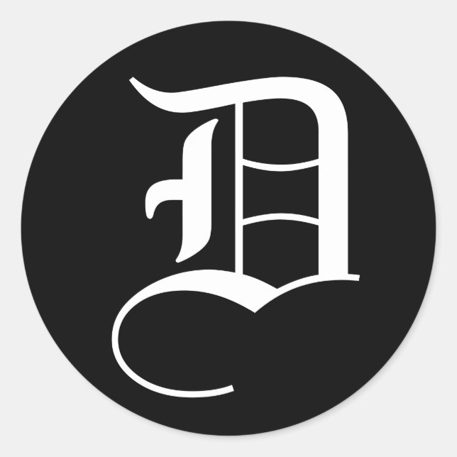 Adesivo Redondo Carta D Alfabeto Casado por Janz Black (Frente)