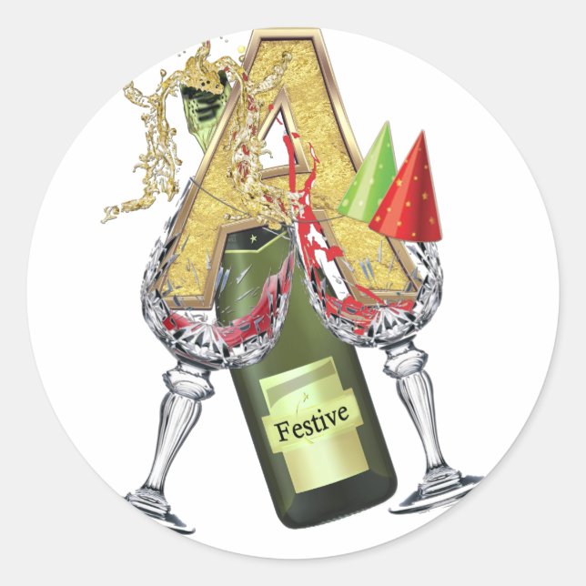 Adesivo Redondo Carta de celebração A Zazzle (Frente)