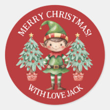 Carta de Feliz Cartoon Elf Boy Feliz Natal