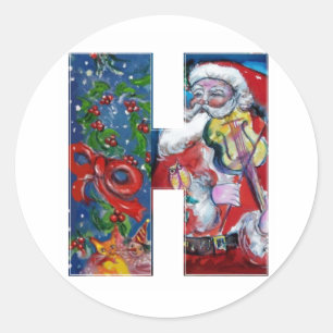 ADESIVO REDONDO CARTA DO NATAL B / PAPAIS NOEIS COM MONOGRAMA DE V