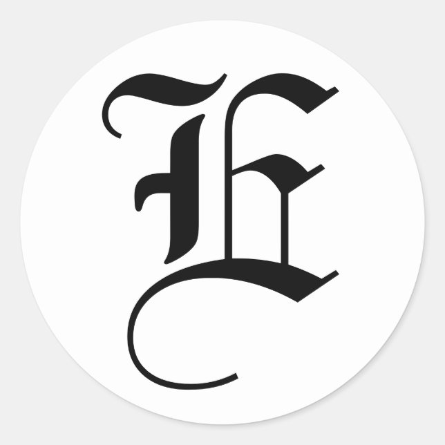 Adesivo Redondo Carta E Alfabeto Casado por Janz White (Frente)