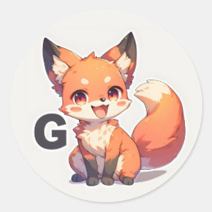 Adesivo Redondo Carta G Anime Fox