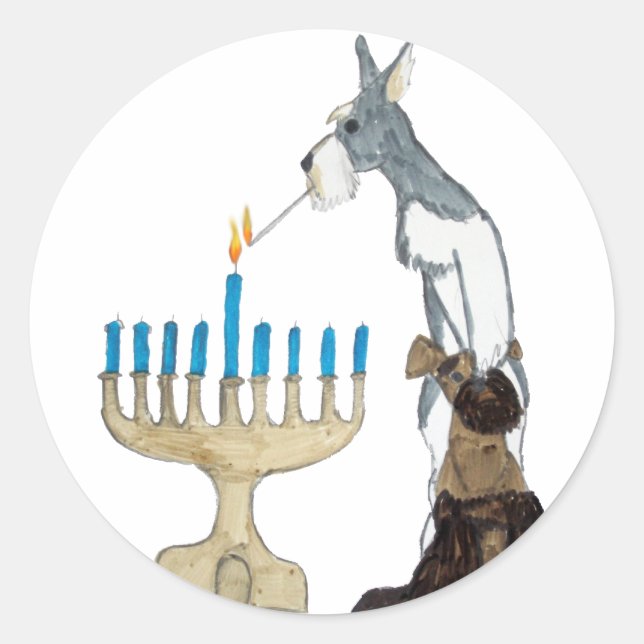 Adesivo Redondo cartão chanukah (Hanukkah) (Frente)