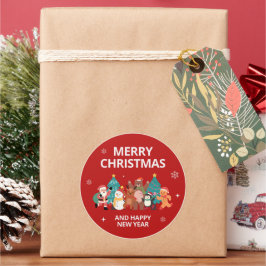 Adesivo Redondo Cartão Clássico de Natal – Saudações Festivas de F