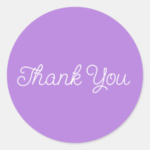 Adesivo Redondo Cartão de Agradecimento Simples de Caligrafia Lilá