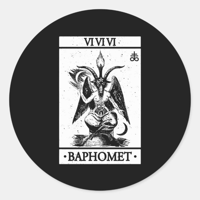 Adesivo Redondo Cartão de Baphomet Tarot Satanic Ocrua (Frente)