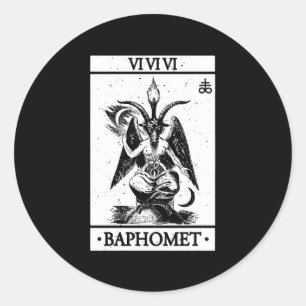 Adesivo Redondo Cartão de Baphomet Tarot Satanic Ocrua