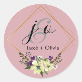 Adesivo Redondo Cartão de Casamento Minimalista Criativo De Beige