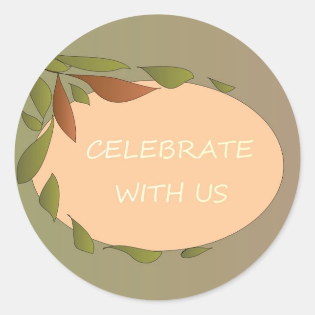 Adesivo Redondo Cartão de Celebração do Autumn Leaves (Frente)