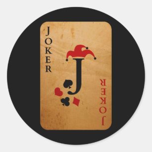 Adesivo Redondo Cartão de Joker - Traje de Halloween