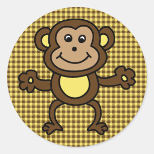 Adesivo Redondo cartão de macaco fofo