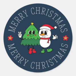 Adesivo Redondo Cartão de Natal Clássico do Boneco de Neve – Festa