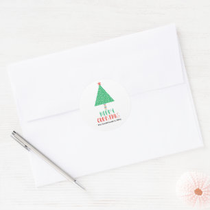 Adesivo Redondo Cartão de Natal Colorido Moderno