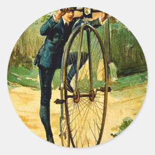 Adesivo Redondo Cartão de Natal da bicicleta do vintage