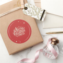 Adesivo Redondo Cartão de Natal Festivo – Design de Saudações de F