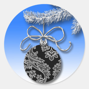 Adesivo Redondo Cartão de Natal para Ornamento de Árvore Feriada