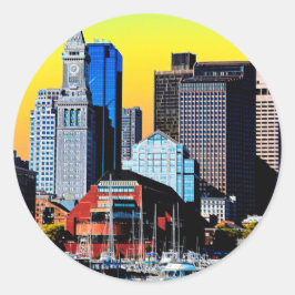 Adesivo Redondo Cartão de Poster da Casa Personalizada de Boston E