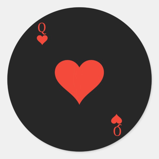 Adesivo Redondo Cartão de Reprodução da Rainha dos Corações (Frente)