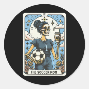 Adesivo Redondo Cartão de Tarô da Mãe de Futebol Vintage Halloween