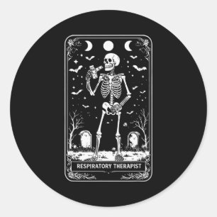 Adesivo Redondo Cartão de Tarot de Terapeuta Respiratório de Hallo