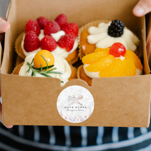 Adesivo Redondo Cartão de visita de Aquarelas Florais De Bolo