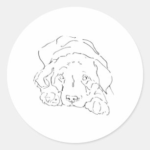 Adesivo Redondo Cartão Fofo do Labrador Retriever, Desenho de Cach