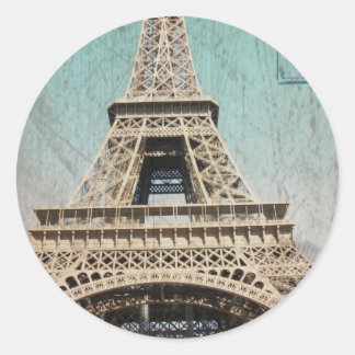 Adesivo Redondo Cartão-postal da Torre Elfa de Paris