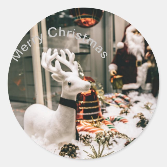 Adesivo Redondo Cartão-postal Feliz de Natal (Frente)