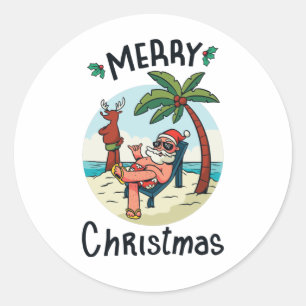 Adesivo Redondo Cartão-postal prateado de Natal em julho