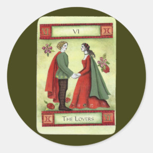 Adesivo Redondo Cartão tarot "Os Amantes"