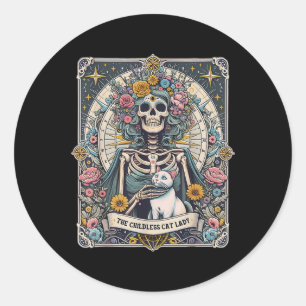 Adesivo Redondo Cartão Tarot para Lady Cat Sem Fios