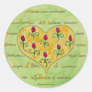 Adesivo Redondo Cartas de Amor e Compartimentos de Rosa
