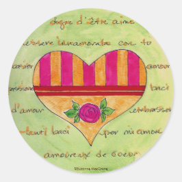 Adesivo Redondo Cartas de amor e Rosa