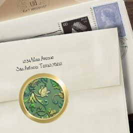 Adesivo Redondo Cartaz de aparência embutida em metal em verde e D