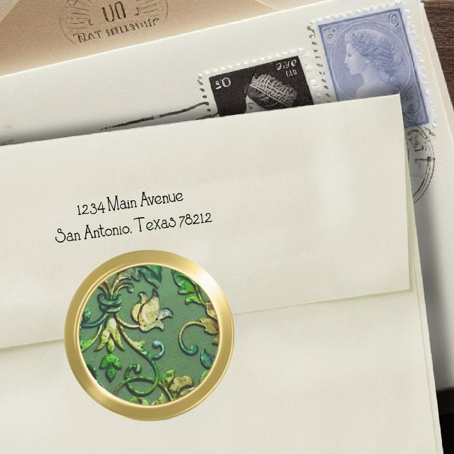 Adesivo Redondo Cartaz de aparência embutida em metal em verde e D (Criador carregado)