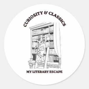 Adesivo Redondo Cartaz de Arte Estética de Bibliotecária Gata