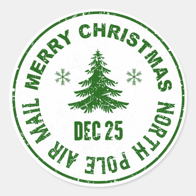 Adesivo Redondo cartaz de Natal alegre (Frente)