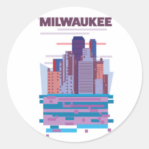 Adesivo Redondo Cartaz de viagem de Milwaukee
