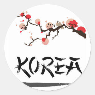 Adesivo Redondo Cartaz de viagem vintage Korea Ink.