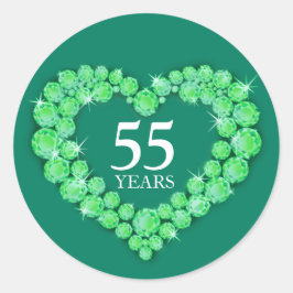 Adesivo Redondo Cartaz do aniversário da emerald, 55 anos