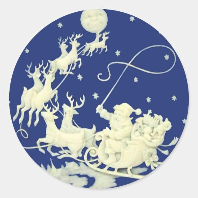 Adesivo Redondo Cartaz do Natal Santa Claus (Frente)