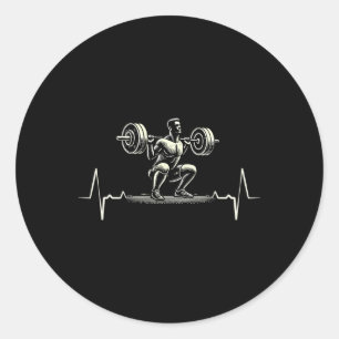 Adesivo Redondo Cartaz Ecg Bodybuilder Peso Elevador